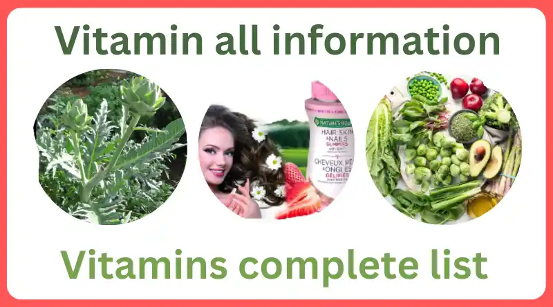 Vitamins complete list and more information